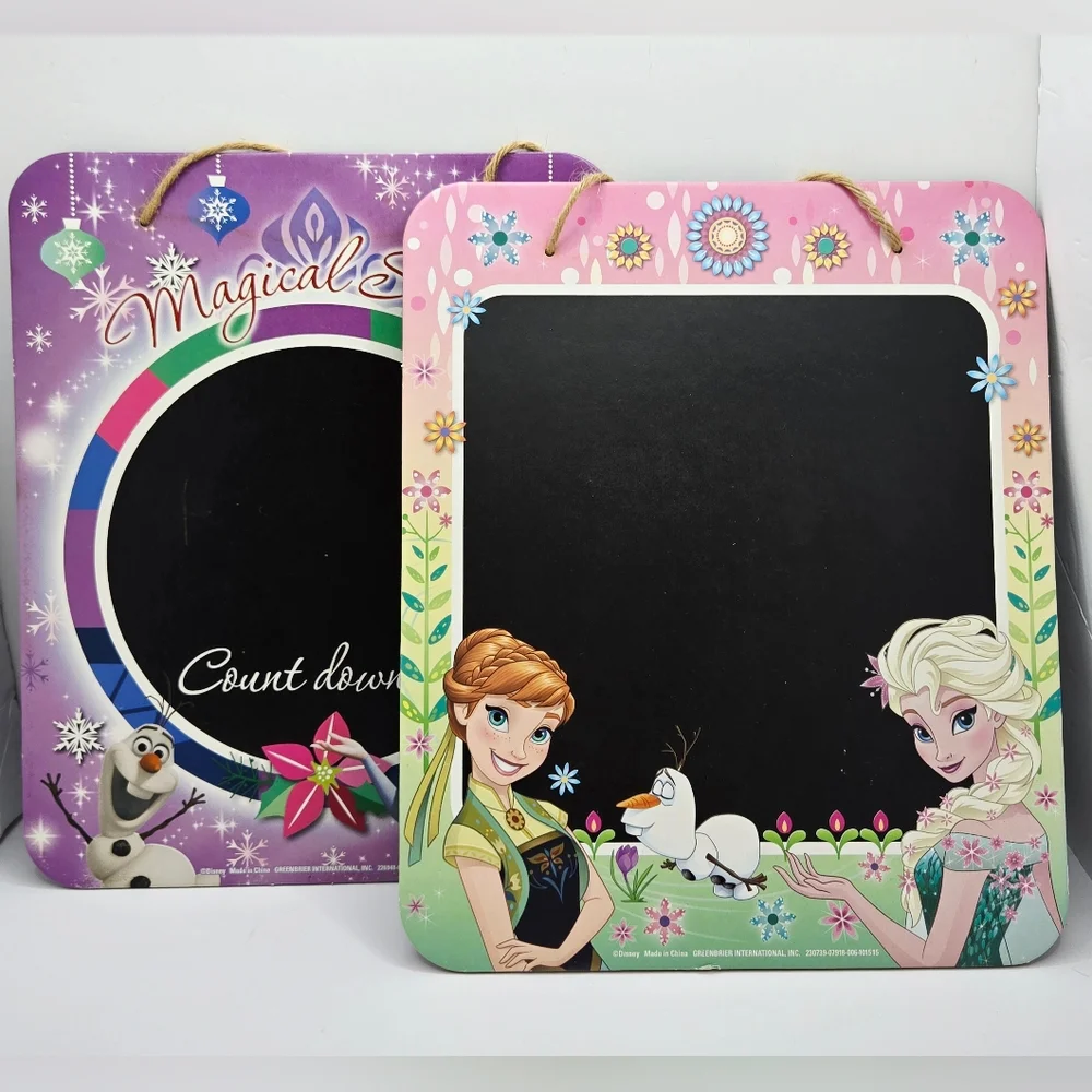 2 Disney Frozen Anna and Elsa Children's Hanging Chalkboards with tags